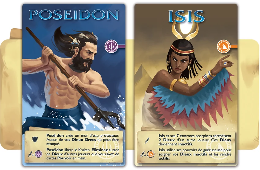 Cartes dieux Poséidon et Isis